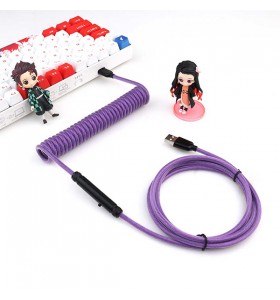 Custom  Colorful Nylon Braided Spring Metal MINI XLR Aviator USB C Cable Coiled KeyBoard Cable For Mechanical Keyboard